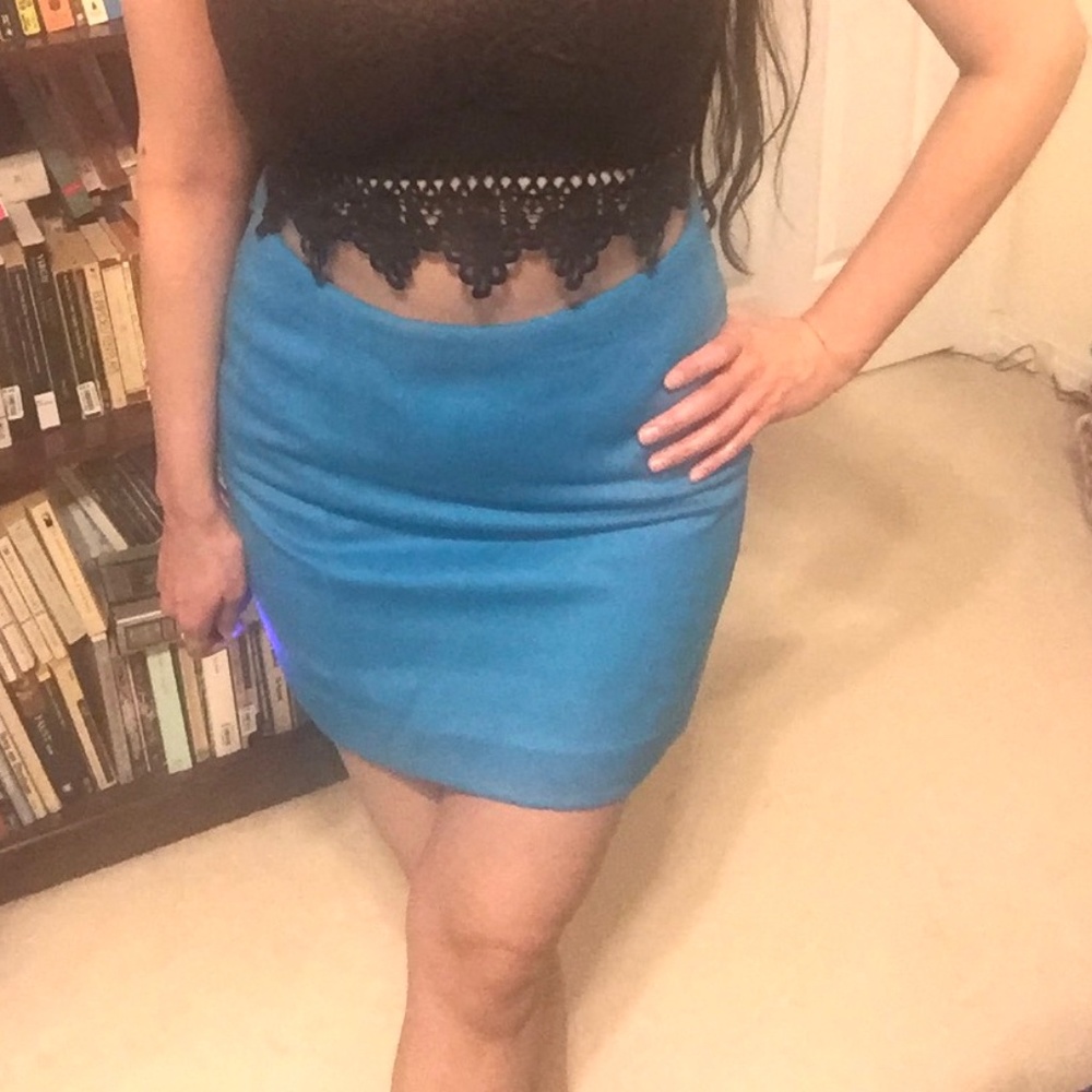 The Limited Turquoise Blue Wool Blend Mini Skirt